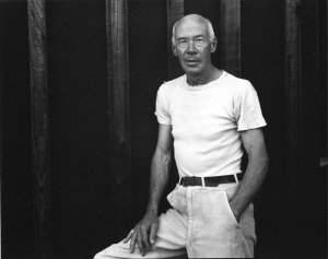 Portrait of the author Henry Miller (1891 - 1980), wearing a white shirt, California, mid twentieth century. (Photo by Larry Colwell/Anthony Barboza/Getty Images)